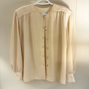 Vintage Prophecy Cream Blouse Size 14P (Fits Small) Good Condition